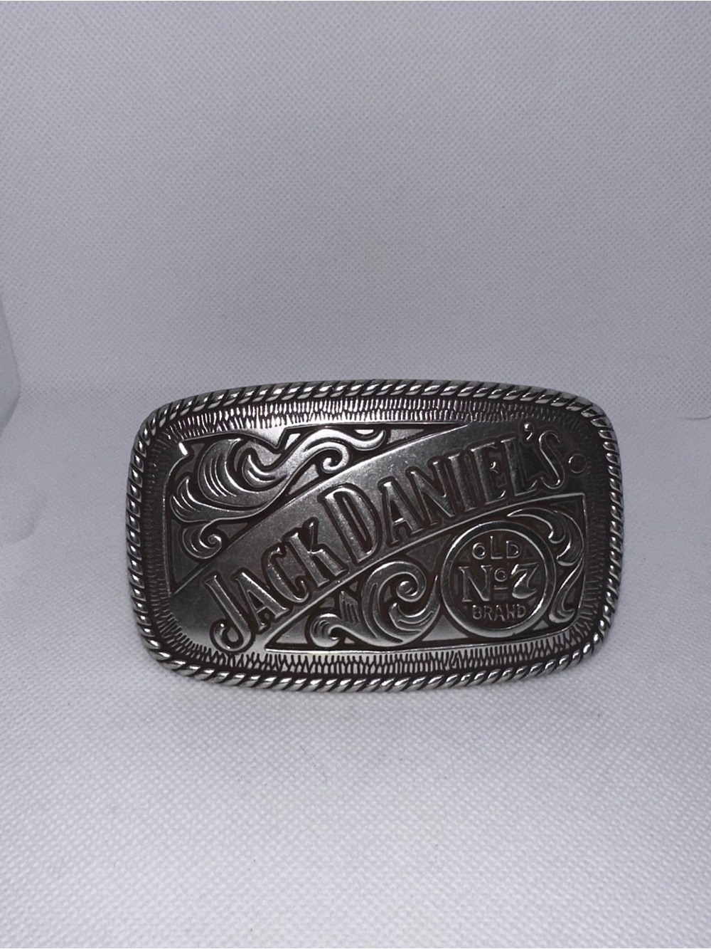 Jack Daniels Silver Embossed Western Belt Buckle